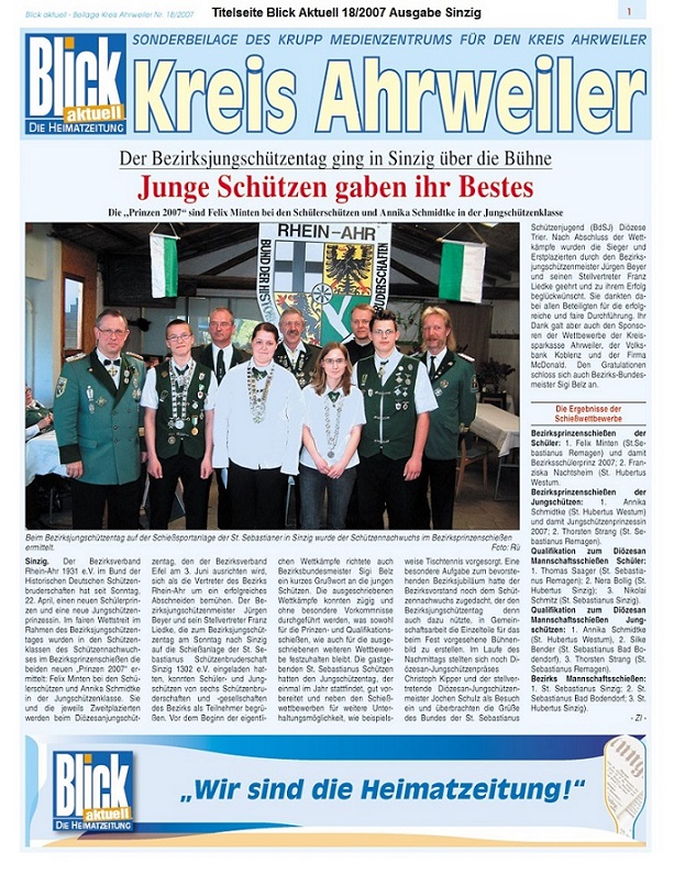 Titelseite Blick Aktuell 18/2007 Ausgabe Sinzig